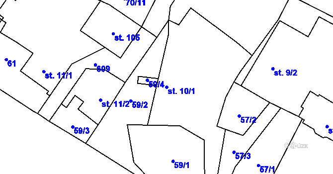 Parcela st. 10/1 v KÚ Radkov u Moravce, Katastrální mapa