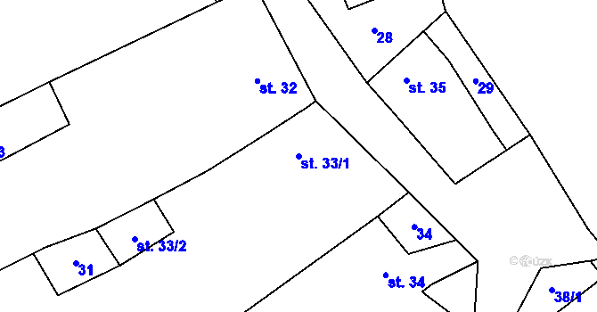 Parcela st. 33/1 v KÚ Radkov u Moravce, Katastrální mapa