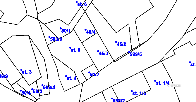 Parcela st. 45/3 v KÚ Radkov u Moravce, Katastrální mapa