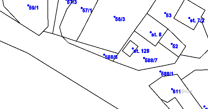 Parcela st. 588/6 v KÚ Radkov u Moravce, Katastrální mapa