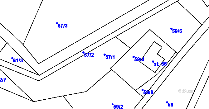 Parcela st. 57/1 v KÚ Moravecké Pavlovice, Katastrální mapa