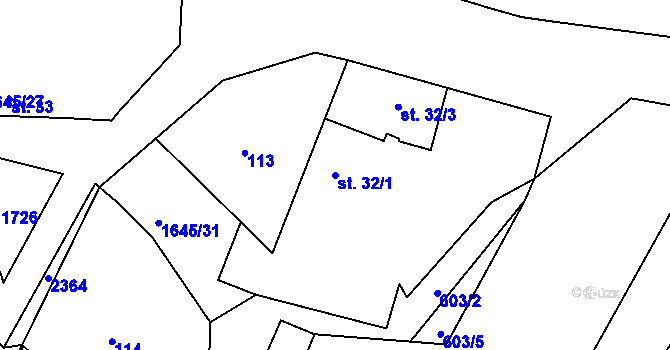 Parcela st. 32/1 v KÚ Moraveč, Katastrální mapa