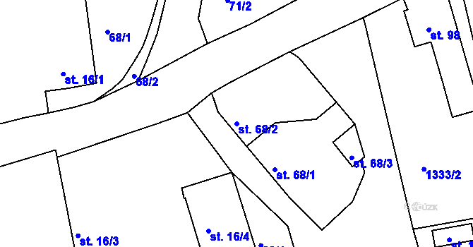 Parcela st. 68/2 v KÚ Moraveč, Katastrální mapa