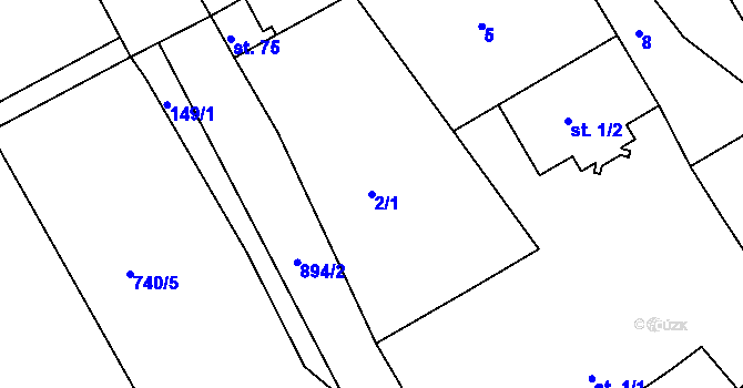 Parcela st. 2/1 v KÚ Moraveč, Katastrální mapa