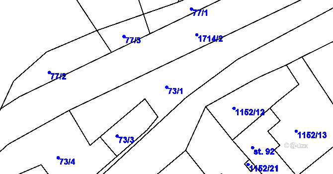 Parcela st. 73/1 v KÚ Moraveč, Katastrální mapa