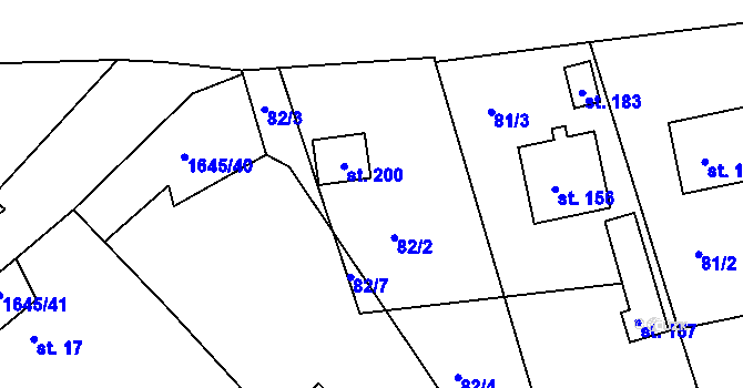 Parcela st. 82/2 v KÚ Moraveč, Katastrální mapa
