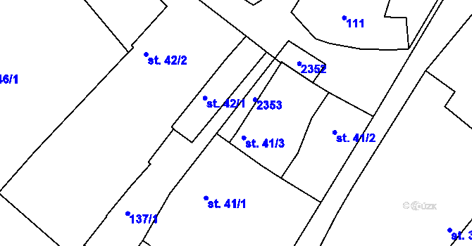 Parcela st. 41/5 v KÚ Moraveč, Katastrální mapa