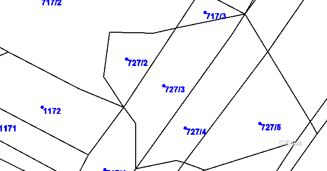 Parcela st. 727/3 v KÚ Moravice, Katastrální mapa