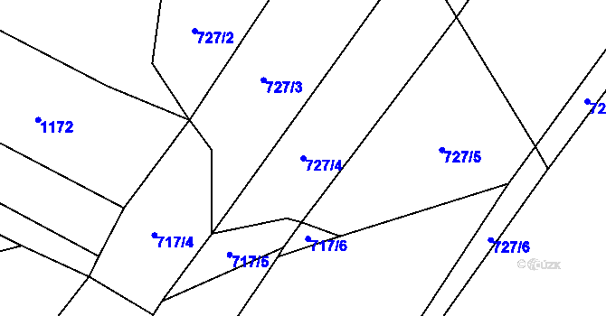 Parcela st. 727/4 v KÚ Moravice, Katastrální mapa