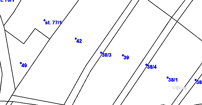 Parcela st. 38/3 v KÚ Moravice, Katastrální mapa