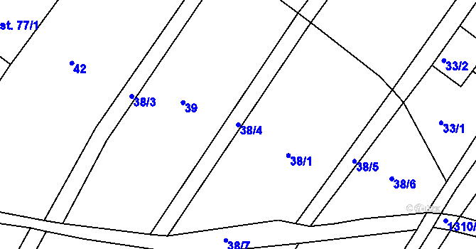 Parcela st. 38/4 v KÚ Moravice, Katastrální mapa