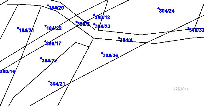 Parcela st. 304/36 v KÚ Moravice, Katastrální mapa