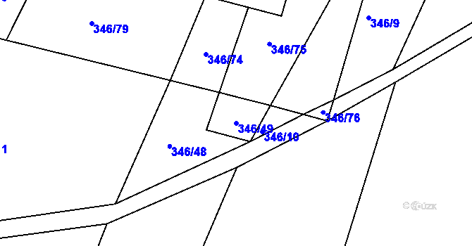 Parcela st. 346/49 v KÚ Moravice, Katastrální mapa