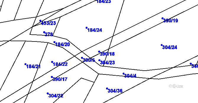 Parcela st. 390/18 v KÚ Moravice, Katastrální mapa