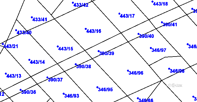 Parcela st. 390/39 v KÚ Moravice, Katastrální mapa