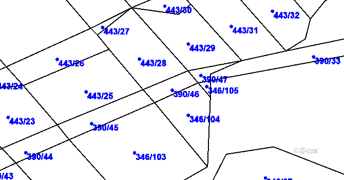 Parcela st. 390/46 v KÚ Moravice, Katastrální mapa