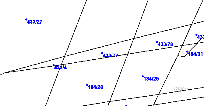Parcela st. 433/77 v KÚ Moravice, Katastrální mapa