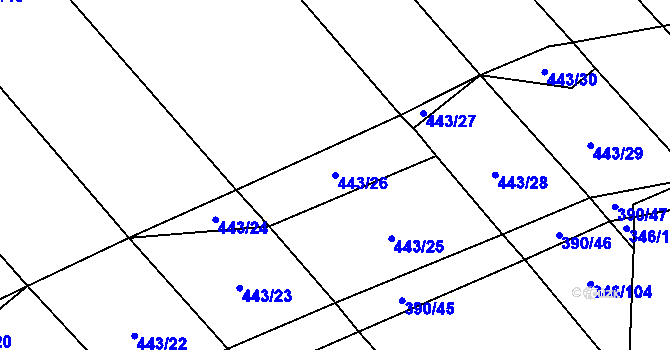 Parcela st. 443/26 v KÚ Moravice, Katastrální mapa