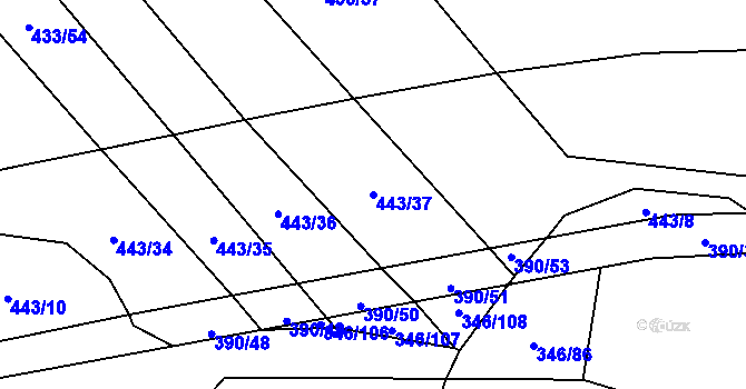 Parcela st. 443/37 v KÚ Moravice, Katastrální mapa