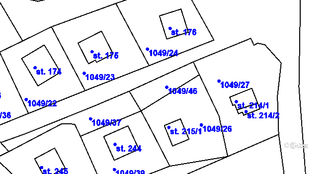 Parcela st. 1049/46 v KÚ Moravice, Katastrální mapa