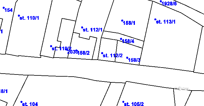 Parcela st. 112/2 v KÚ Moravice, Katastrální mapa