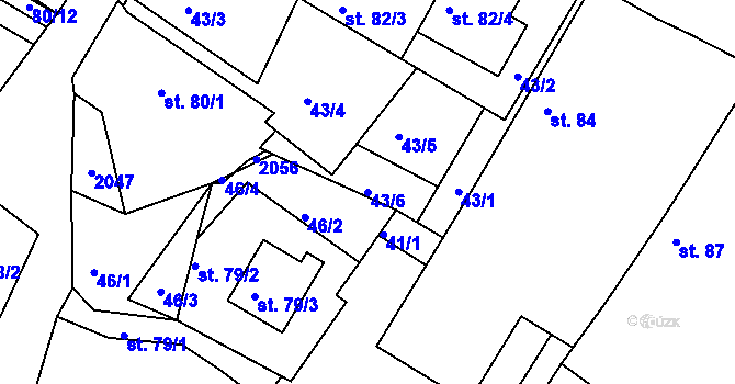Parcela st. 43/6 v KÚ Moravice, Katastrální mapa