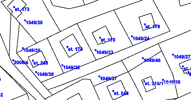 Parcela st. 1049/23 v KÚ Moravice, Katastrální mapa