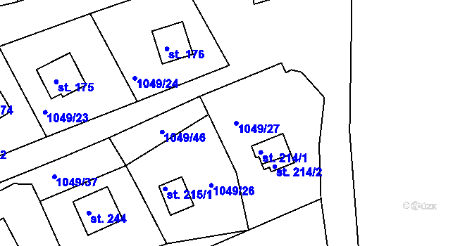 Parcela st. 1049/27 v KÚ Moravice, Katastrální mapa
