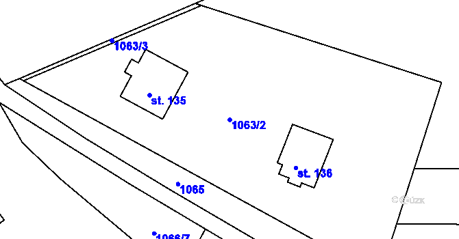 Parcela st. 1063/2 v KÚ Moravice, Katastrální mapa