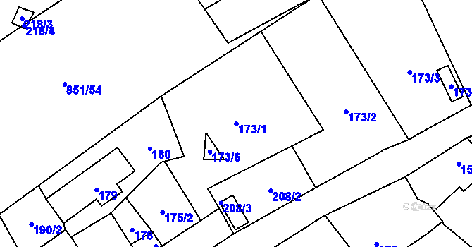 Parcela st. 173/1 v KÚ Moravičany, Katastrální mapa