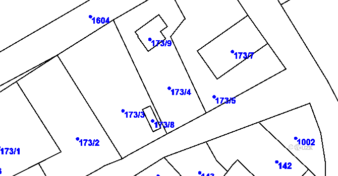 Parcela st. 173/4 v KÚ Moravičany, Katastrální mapa
