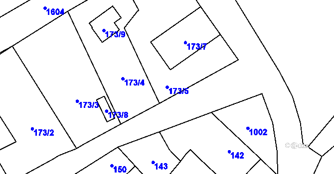 Parcela st. 173/5 v KÚ Moravičany, Katastrální mapa