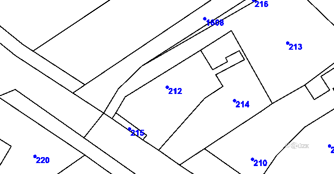 Parcela st. 212 v KÚ Moravičany, Katastrální mapa