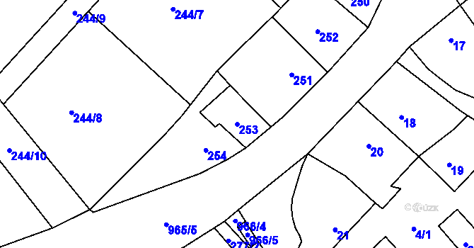 Parcela st. 253 v KÚ Moravičany, Katastrální mapa