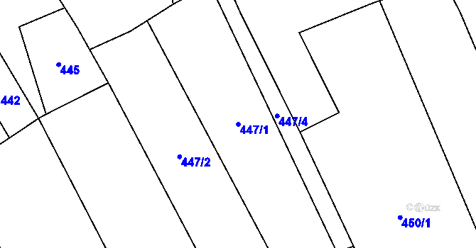 Parcela st. 447/1 v KÚ Moravičany, Katastrální mapa