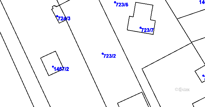 Parcela st. 723/2 v KÚ Moravičany, Katastrální mapa