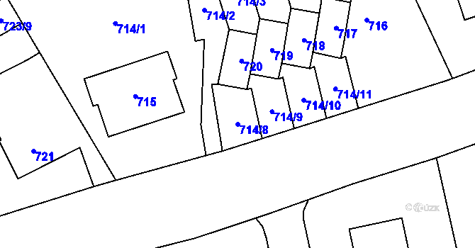 Parcela st. 714/8 v KÚ Moravičany, Katastrální mapa