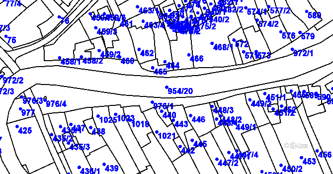 Parcela st. 954/20 v KÚ Moravičany, Katastrální mapa