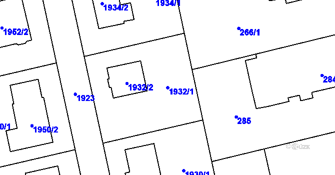 Parcela st. 1932/1 v KÚ Moravičany, Katastrální mapa