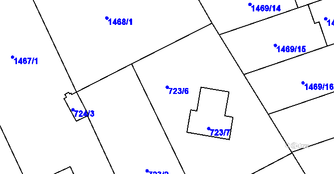 Parcela st. 723/6 v KÚ Moravičany, Katastrální mapa