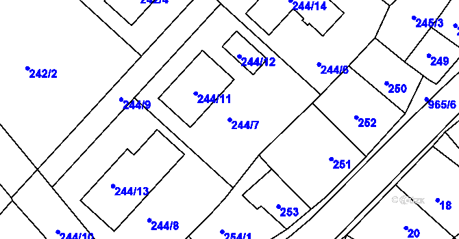 Parcela st. 244/7 v KÚ Moravičany, Katastrální mapa