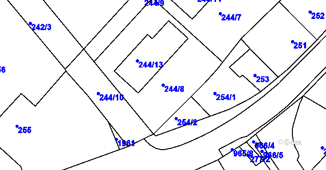 Parcela st. 244/8 v KÚ Moravičany, Katastrální mapa