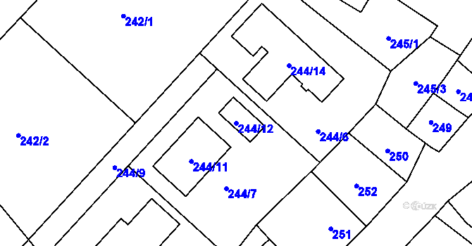 Parcela st. 244/12 v KÚ Moravičany, Katastrální mapa