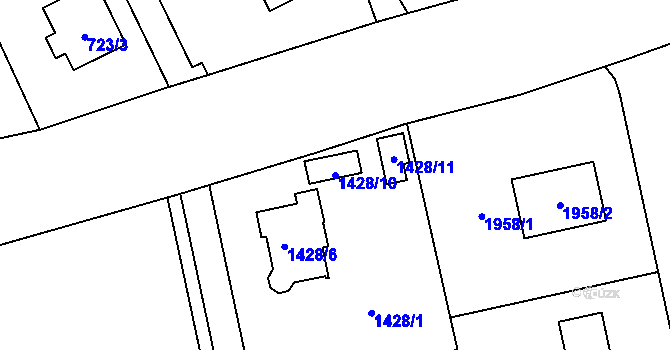 Parcela st. 1428/10 v KÚ Moravičany, Katastrální mapa