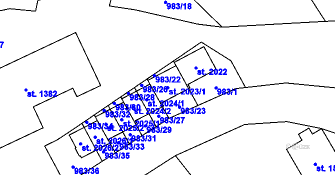 Parcela st. 2023/1 v KÚ Morávka, Katastrální mapa