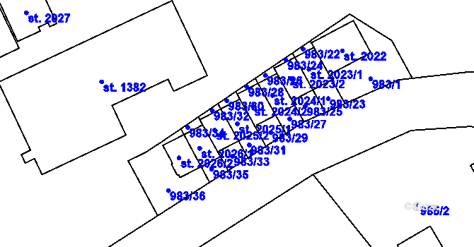 Parcela st. 2025/1 v KÚ Morávka, Katastrální mapa