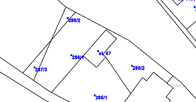 Parcela st. 67 v KÚ Morávka, Katastrální mapa