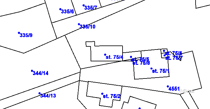 Parcela st. 75/4 v KÚ Morávka, Katastrální mapa