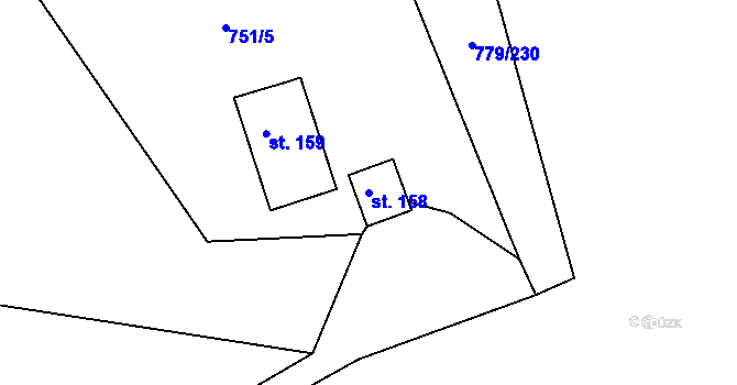 Parcela st. 158 v KÚ Morávka, Katastrální mapa