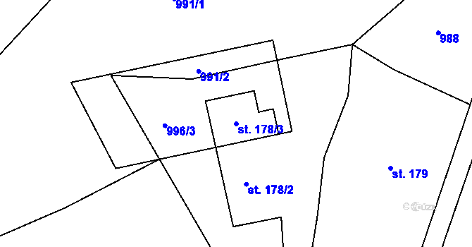 Parcela st. 178/3 v KÚ Morávka, Katastrální mapa